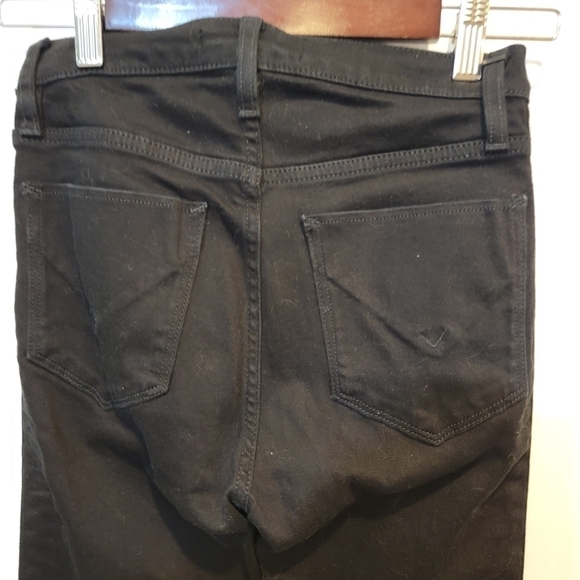 Hudson Holly High Rise Black Skinny Ankle Jeans Raw Hem Tuxedo Stripe Size 25 - Picture 8 of 17